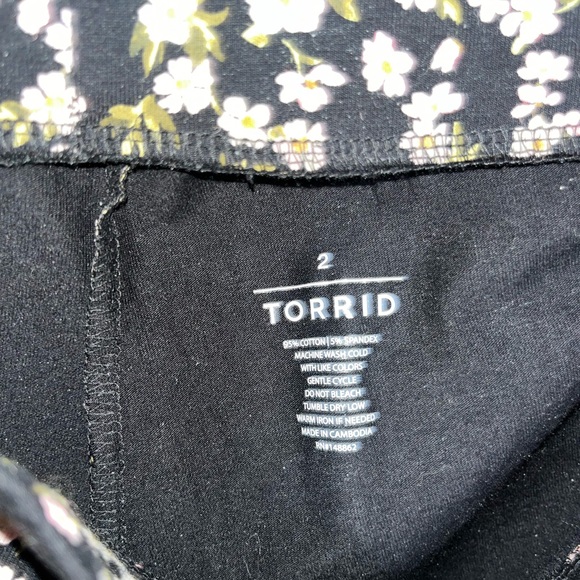 Black&Floral Print Leggings - size 2 - Picture 3 of 3